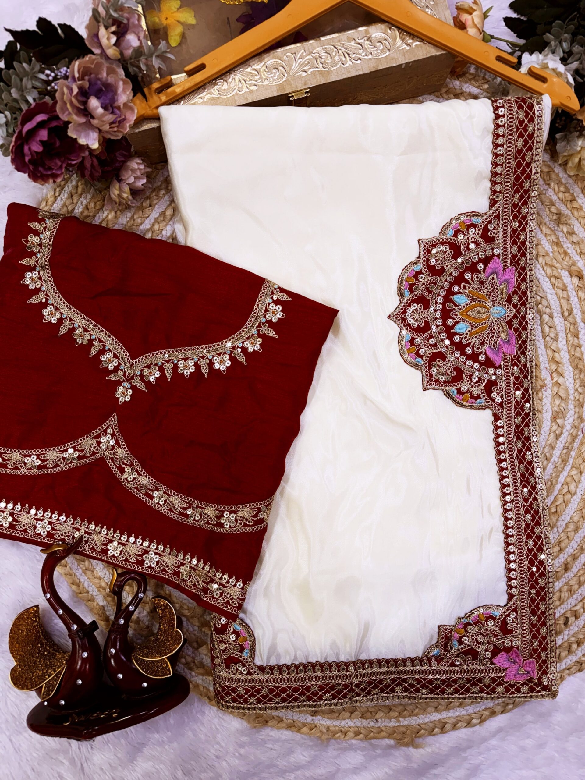 Celebrity Inspired Premium Designer Saree with Sequins & Dori Embroidery (SC66113)
