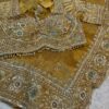 Luxury Heavy Embellished Jacquard Silk Saree with Zari, Cutdana Beads, Sequins, Pearl Embroidery Work with Designer Stitched Blouse - Mustard Gold (SC48111)